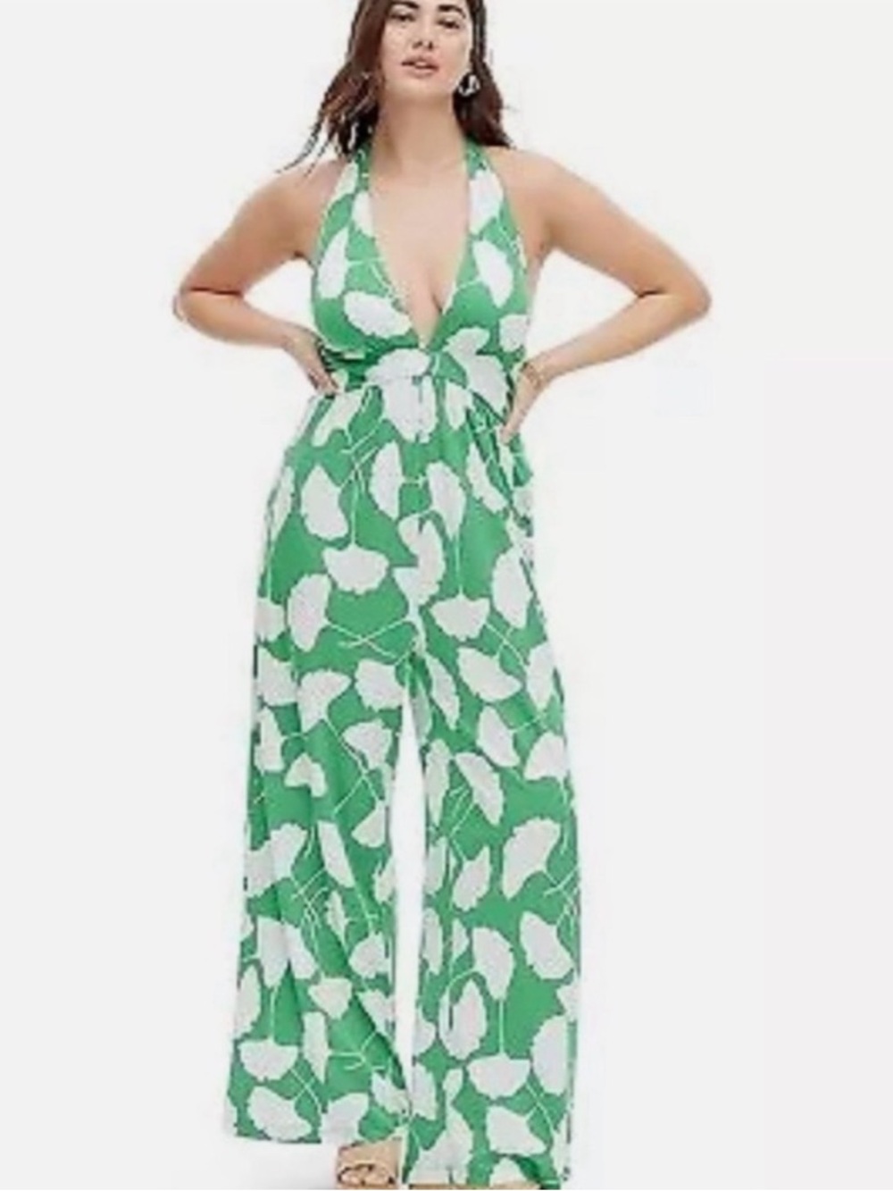 Diane Von Furstenberg for Target Green and White Halter Jumpsuit NWT - Picture 5 of 10